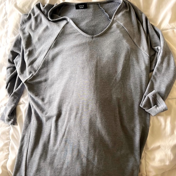 (VICI) soft blue grey long sleeve comfy dolman sleeve sweater knit mini dress - Picture 7 of 9